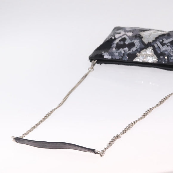 Miu Miu Shoulder Bag Sequin Black Silver Auth ka7107V