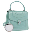 BVLGARI Serpenti Forever Top Handle Bag Patent Leather 2way Green Auth ka7108M-1