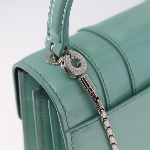 BVLGARI Serpenti Forever Top Handle Bag Patent Leather 2way Green Auth ka7108M