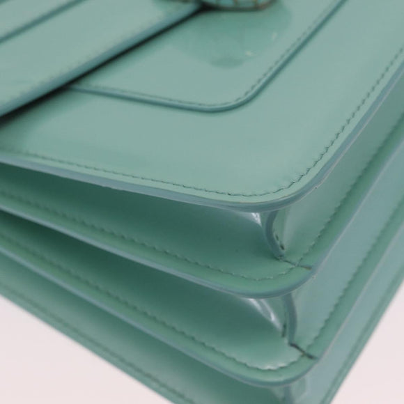 BVLGARI Serpenti Forever Top Handle Bag Patent Leather 2way Green Auth ka7108M