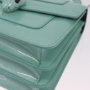 BVLGARI Serpenti Forever Top Handle Bag Patent Leather 2way Green Auth ka7108M-15