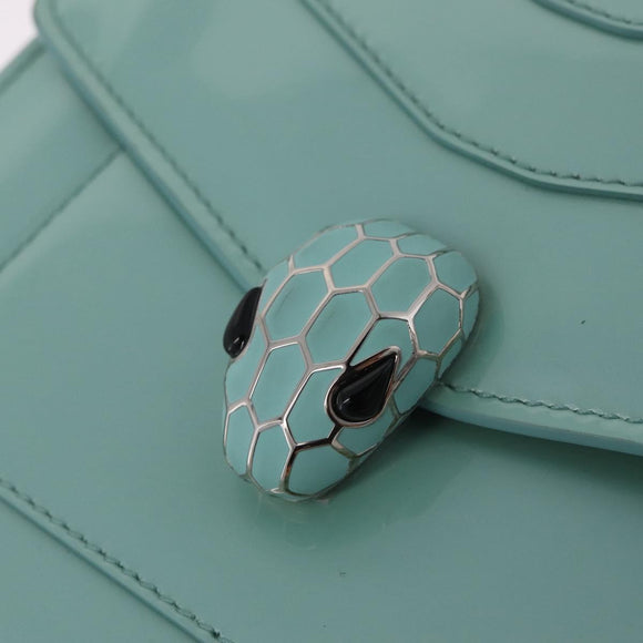 BVLGARI Serpenti Forever Top Handle Bag Patent Leather 2way Green Auth ka7108M