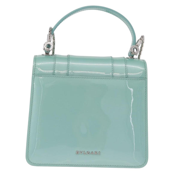 BVLGARI Serpenti Forever Top Handle Bag Patent Leather 2way Green Auth ka7108M