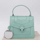 BVLGARI Serpenti Forever Top Handle Bag Patent Leather 2way Green Auth ka7108M-39