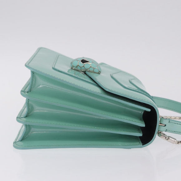 BVLGARI Serpenti Forever Top Handle Bag Patent Leather 2way Green Auth ka7108M