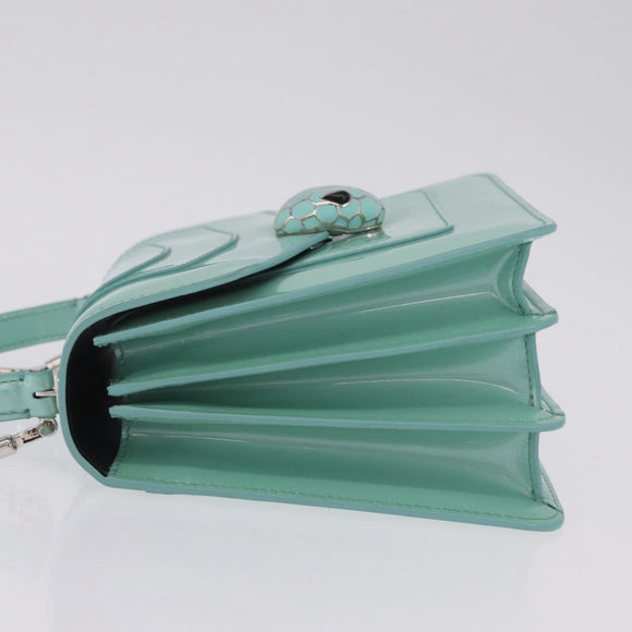 BVLGARI Serpenti Forever Top Handle Bag Patent Leather 2way Green Auth ka7108M