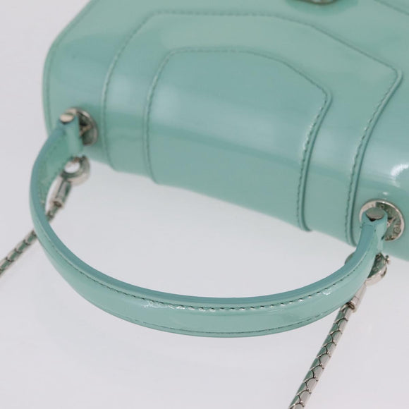 BVLGARI Serpenti Forever Top Handle Bag Patent Leather 2way Green Auth ka7108M