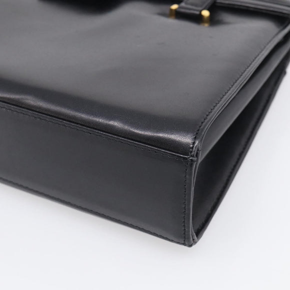 GIVENCHY Hand Bag Leather Black Gold Auth ka7111