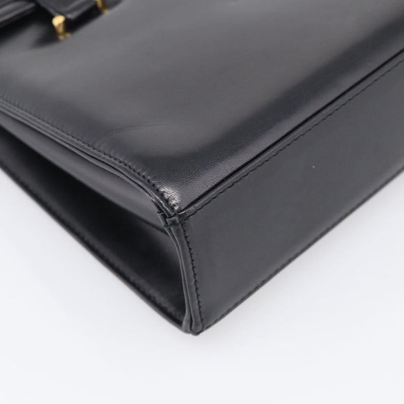 GIVENCHY Hand Bag Leather Black Gold Auth ka7111