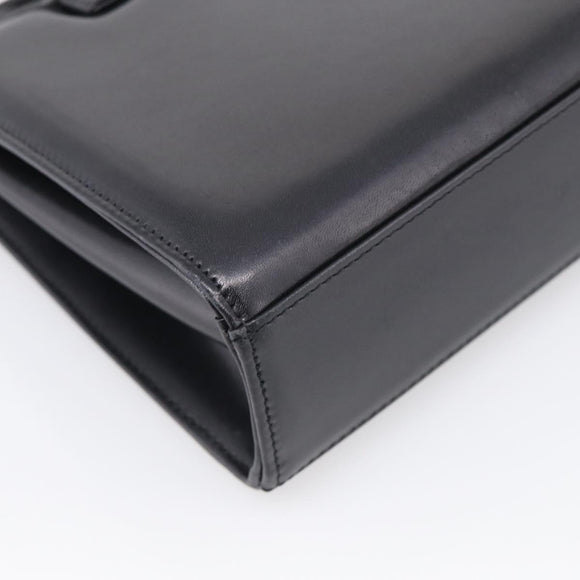 GIVENCHY Hand Bag Leather Black Gold Auth ka7111