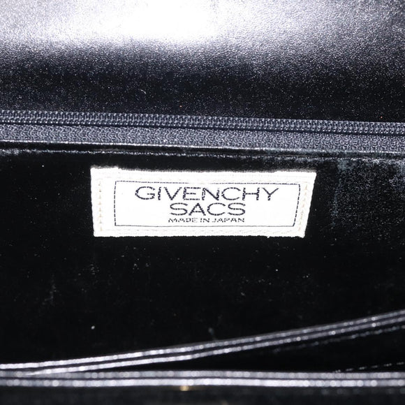 GIVENCHY Hand Bag Leather Black Gold Auth ka7111