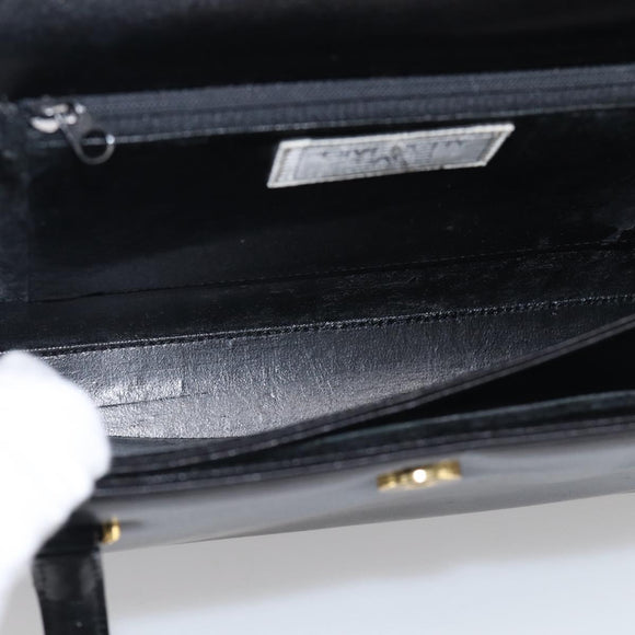 GIVENCHY Hand Bag Leather Black Gold Auth ka7111