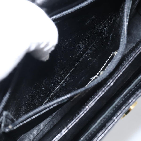 GIVENCHY Hand Bag Leather Black Gold Auth ka7111