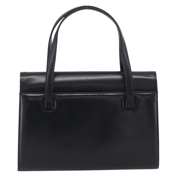 GIVENCHY Hand Bag Leather Black Gold Auth ka7111