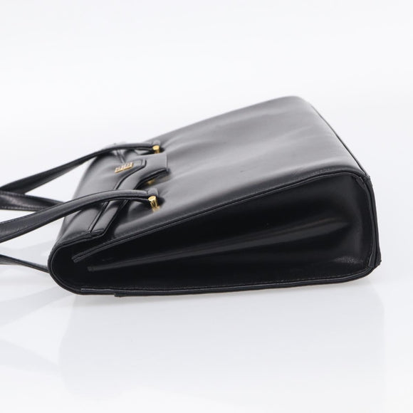 GIVENCHY Hand Bag Leather Black Gold Auth ka7111