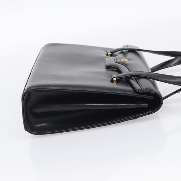 GIVENCHY Hand Bag Leather Black Gold Auth ka7111
