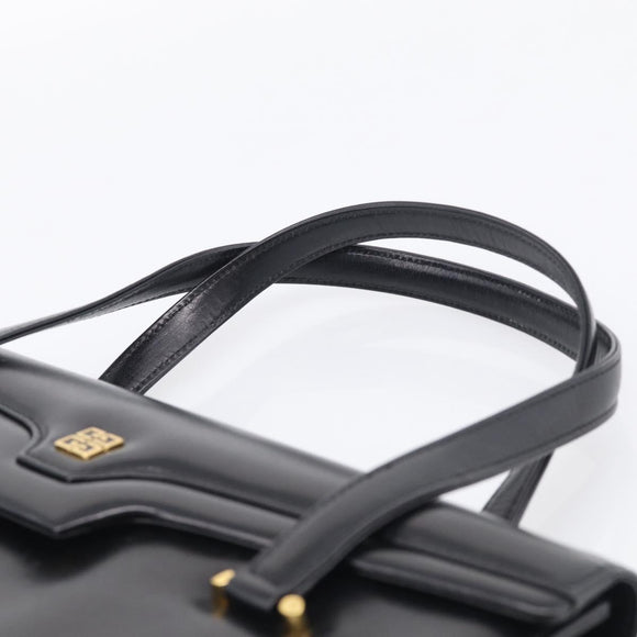 GIVENCHY Hand Bag Leather Black Gold Auth ka7111