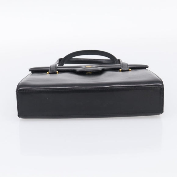 GIVENCHY Hand Bag Leather Black Gold Auth ka7111