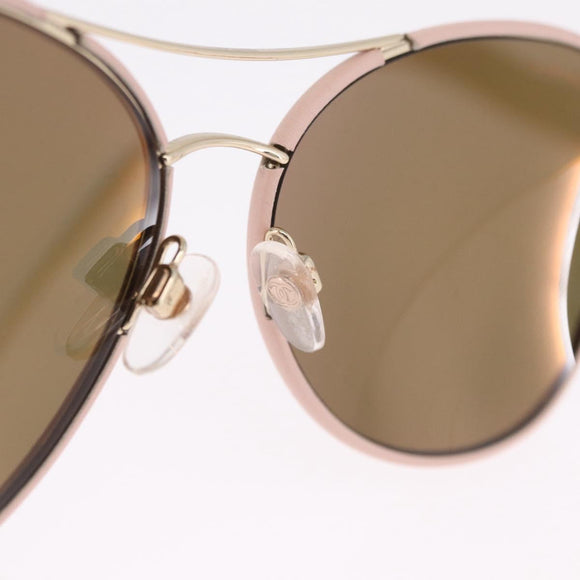 CHANEL Sunglasses Plastic Pink Gold CC Auth ka7113