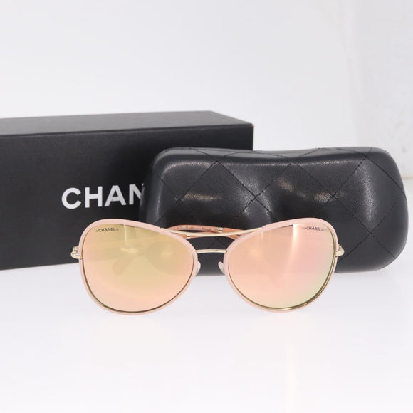CHANEL Sunglasses Plastic Pink Gold CC Auth ka7113