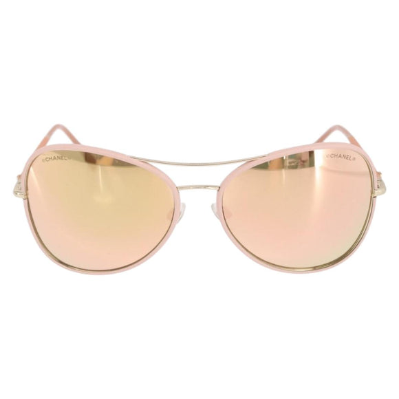 CHANEL Sunglasses Plastic Pink Gold CC Auth ka7113
