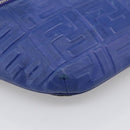 FENDI Zucca Canvas Waist Bag Leather Blue Silver Auth ka7114-11