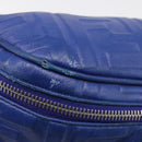 FENDI Zucca Canvas Waist Bag Leather Blue Silver Auth ka7114-16