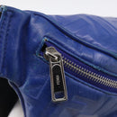 FENDI Zucca Canvas Waist Bag Leather Blue Silver Auth ka7114-17