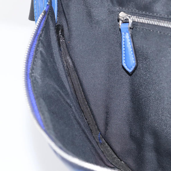 FENDI Zucca Canvas Waist Bag Leather Blue Silver Auth ka7114