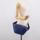 FENDI Zucca Canvas Waist Bag Leather Blue Silver Auth ka7114-26