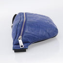 FENDI Zucca Canvas Waist Bag Leather Blue Silver Auth ka7114-4