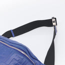 FENDI Zucca Canvas Waist Bag Leather Blue Silver Auth ka7114-8