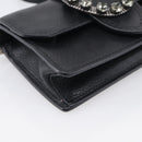 Miu Miu Madras Shoulder Bag Leather Black Silver Auth ka7115M-11