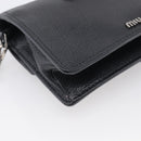 Miu Miu Madras Shoulder Bag Leather Black Silver Auth ka7115M-13