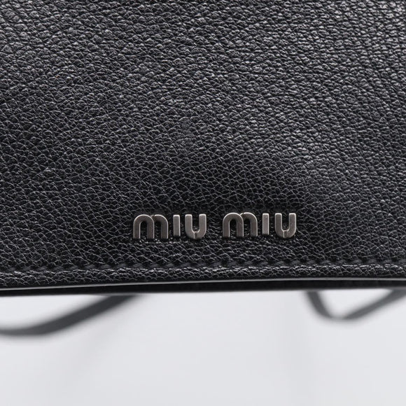 Miu Miu Madras Shoulder Bag Leather Black Silver Auth ka7115M