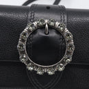 Miu Miu Madras Shoulder Bag Leather Black Silver Auth ka7115M-15