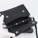 Miu Miu Madras Shoulder Bag Leather Black Silver Auth ka7115M-16