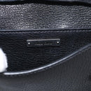 Miu Miu Madras Shoulder Bag Leather Black Silver Auth ka7115M-17