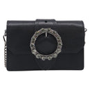 Miu Miu Madras Shoulder Bag Leather Black Silver Auth ka7115M-2