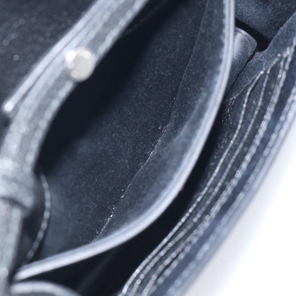 Miu Miu Madras Shoulder Bag Leather Black Silver Auth ka7115M