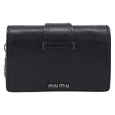 Miu Miu Madras Shoulder Bag Leather Black Silver Auth ka7115M-3
