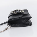 Miu Miu Madras Shoulder Bag Leather Black Silver Auth ka7115M-4