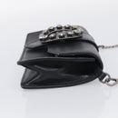 Miu Miu Madras Shoulder Bag Leather Black Silver Auth ka7115M-5