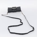 Miu Miu Madras Shoulder Bag Leather Black Silver Auth ka7115M-7