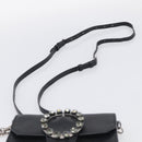 Miu Miu Madras Shoulder Bag Leather Black Silver Auth ka7115M-8