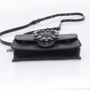 Miu Miu Madras Shoulder Bag Leather Black Silver Auth ka7115M-9