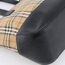 BURBERRY Nova Check Hand Bag Canvas Beige Gold Auth ka7117-11