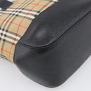 BURBERRY Nova Check Hand Bag Canvas Beige Gold Auth ka7117-13