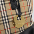 BURBERRY Nova Check Hand Bag Canvas Beige Gold Auth ka7117-14