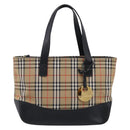 BURBERRY Nova Check Hand Bag Canvas Beige Gold Auth ka7117-2